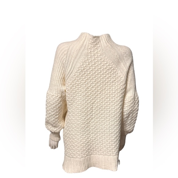 Anthropologie Bia Mock Neck Ivory Alpaca Blend Knit Pullover Sweater Sz small - Picture 3 of 4